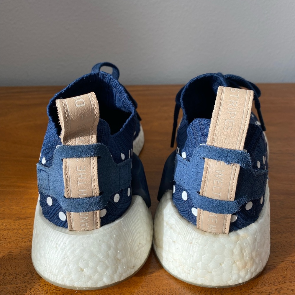 Adidas NMD R2 Ronin Polka Dot Blue White Sneakers 6 7 - Picture 3 of 5